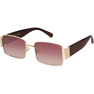 imageSOJOS Fashion Rectangle Sunglasses for Women Men Retro Vintage Narrow Sun Glasses SJ1162GoldWinegrey