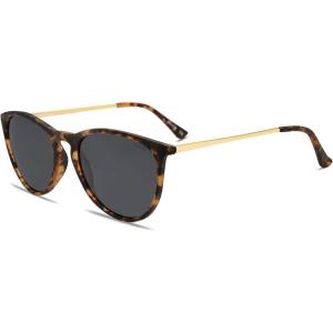 imageSOJOS Polarized Sunglasses for Women Men Round Classic Vintage Style TR90 SJ2091AmberGrey
