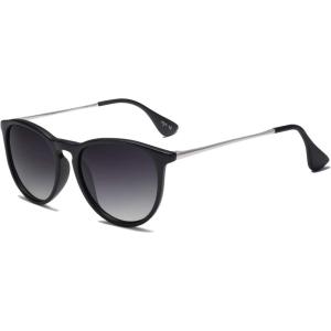 imageSOJOS Polarized Sunglasses for Women Men Round Classic Vintage Style TR90 SJ2091BlackGradient Grey