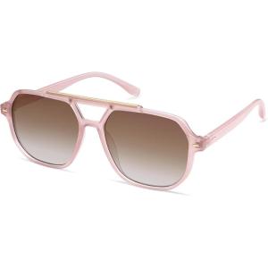 imageSOJOS Retro Trendy Aviator Polarized Sunglasses Men Women Vintage 70s Square Stylish Frame Sun Glasses SJ2283Milky PinkBrown Grading