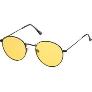 imageSOJOS Small Round Polarized Sunglasses for Women Men Classic Vintage Retro Shades UV400Shiny BlackYellow