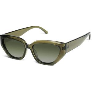 imageSOJOS Trendy Cute Cat Eye Polarized Sunglasses for Women Fashion Cateye Womens Sunnies SJ2237Crystal Olive Green
