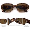 imageSOJOS Polarized Sunglasses For Women Retro Rectangle Womens Sun Glasses Trendy Narrow Square 90s Shades SJ2232LeopardBrown