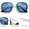 imageSOJOS Polarized Sunglasses for Men Women Retro Aviator Square Goggle Classic Alloy Frame HERO SJ1126C8 Silver FrameBlack RimBlue Lens