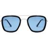 imageSOJOS Polarized Sunglasses for Men Women Retro Aviator Square Goggle Classic Alloy Frame HERO SJ1126C8 Silver FrameBlack RimBlue Lens