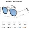 imageSOJOS Polarized Sunglasses for Men Women Retro Aviator Square Goggle Classic Alloy Frame HERO SJ1126C8 Silver FrameBlack RimBlue Lens