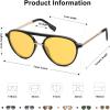 imageSOJOS Retro Aviator Polarized Sunglasses for Women Men Double Bridge Ladies ShadesShiny BlackYellow