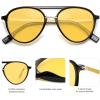 imageSOJOS Retro Aviator Polarized Sunglasses for Women Men Double Bridge Ladies ShadesShiny BlackYellow