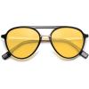 imageSOJOS Retro Aviator Polarized Sunglasses for Women Men Double Bridge Ladies ShadesShiny BlackYellow