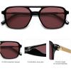 imageSOJOS Retro Aviator Sunglasses for Women MenTrendy Rectangle Womens Mens Shades Sun Glasses SJ2202Black FrameRed Lens