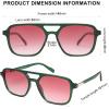 imageSOJOS Retro Aviator Sunglasses for Women MenTrendy Rectangle Womens Mens Shades Sun Glasses SJ2202Green FramePink Grading Lens