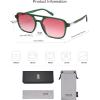 imageSOJOS Retro Aviator Sunglasses for Women MenTrendy Rectangle Womens Mens Shades Sun Glasses SJ2202Green FramePink Grading Lens