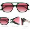 imageSOJOS Retro Aviator Sunglasses for Women MenTrendy Rectangle Womens Mens Shades Sun Glasses SJ2202Green FramePink Grading Lens