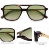 imageSOJOS Retro Aviator Sunglasses for Women MenTrendy Rectangle Womens Mens Shades Sun Glasses SJ2202Leopard FrameGreen Grading Lens