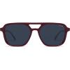 imageSOJOS Retro Aviator Sunglasses for Women MenTrendy Rectangle Womens Mens Shades Sun Glasses SJ2202Red FrameBlue Lens