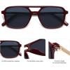 imageSOJOS Retro Aviator Sunglasses for Women MenTrendy Rectangle Womens Mens Shades Sun Glasses SJ2202Red FrameBlue Lens