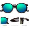 imageSOJOS Retro Round Polarized Sunglasses for Women Men Classic Vintage Sunnies SJ2069Dark TortoiseBluish Green Mirrored
