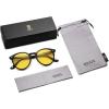 imageSOJOS Retro Round Polarized Sunglasses for Women Men Classic Vintage Sunnies SJ2069Shiny BlackYellow  Night Vision