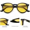 imageSOJOS Retro Round Polarized Sunglasses for Women Men Classic Vintage Sunnies SJ2069Shiny BlackYellow  Night Vision