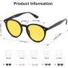imageSOJOS Retro Round Polarized Sunglasses for Women Men Classic Vintage Sunnies SJ2069Shiny BlackYellow  Night Vision