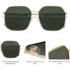 imageSOJOS Retro Square Polarized Sunglasses for Women Vintage Square Shades UV400 Large Metal Frame SJ1166ALight Gold