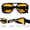 imageSOJOS Trendy Aviator Sunglasses for Womens Mens PolarizedHexagonal Square Double Bridge Designer Inspired Sun Glasses SJ2288Dark Black