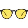imageSOJOS Retro Round Polarized Sunglasses for Women Men Classic Vintage Sunnies SJ2069Shiny BlackYellow  Night Vision