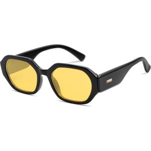 imageSOJOS Polarized Sunglasses For Women Retro Rectangle Womens Sun Glasses Trendy Narrow Square 90s Shades SJ2232BlackYellow