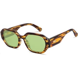 imageSOJOS Polarized Sunglasses For Women Retro Rectangle Womens Sun Glasses Trendy Narrow Square 90s Shades SJ2232Green StripeGreen