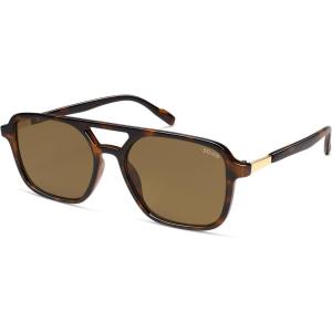 imageSOJOS Retro Aviator Sunglasses for Women MenTrendy Rectangle Womens Mens Shades Sun Glasses SJ2202Coffee Tortoise FrameCoffee Lens
