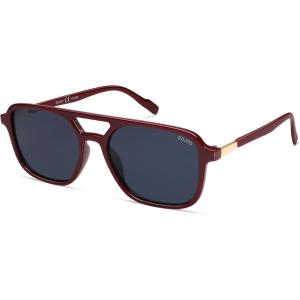 imageSOJOS Retro Aviator Sunglasses for Women MenTrendy Rectangle Womens Mens Shades Sun Glasses SJ2202Red FrameBlue Lens
