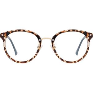 imageSOJOS Retro Round TR90 Blue Light Reading Glasses Womens Mens Readers Computer Glasses Eyewear Frame SJ9001C1 Bright Leopard Frame