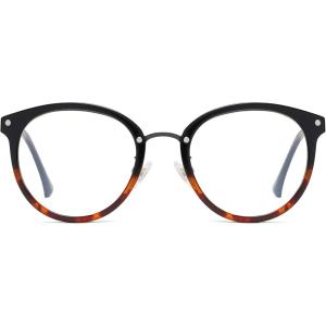imageSOJOS Retro Round TR90 Blue Light Reading Glasses Womens Mens Readers Computer Glasses Eyewear Frame SJ9001C6 Black  Tortoise Frame
