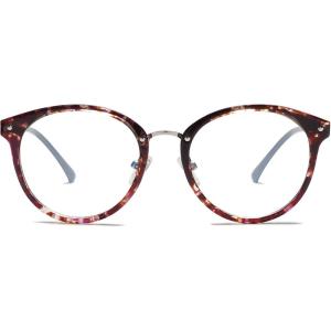 imageSOJOS Retro Round TR90 Blue Light Reading Glasses Womens Mens Readers Computer Glasses Eyewear Frame SJ9001C9 Purple Tortoise Frame