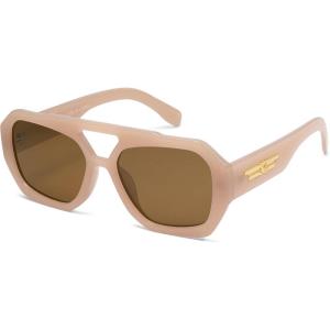 imageSOJOS Trendy Aviator Sunglasses for Womens Mens PolarizedHexagonal Square Double Bridge Designer Inspired Sun Glasses SJ2288Brown