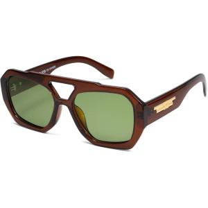 imageSOJOS Trendy Aviator Sunglasses for Womens Mens PolarizedHexagonal Square Double Bridge Designer Inspired Sun Glasses SJ2288Coffee