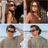 imageSOJOS Retro Trendy Polarized Sunglasses for Men Women Vintage Square Mens Shades SJ2397Black Frame Green Lens