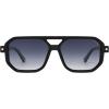 imageSOJOS Retro Polarized Square Aviator Sunglasses for Women Men Vintage 70s UV400 Protection Shade SJ2609Black Grey Grading Lens