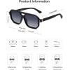 imageSOJOS Retro Polarized Square Aviator Sunglasses for Women Men Vintage 70s UV400 Protection Shade SJ2609Black Grey Grading Lens