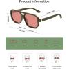 imageSOJOS Retro Polarized Square Aviator Sunglasses for Women Men Vintage 70s UV400 Protection Shade SJ2609Dark Green Red Lens
