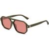 imageSOJOS Retro Polarized Square Aviator Sunglasses for Women Men Vintage 70s UV400 Protection Shade SJ2609Dark Green Red Lens