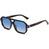 imageSOJOS Retro Polarized Square Aviator Sunglasses for Women Men Vintage 70s UV400 Protection Shade SJ2609Tortoise Blue Grading Lens