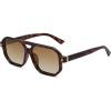imageSOJOS Retro Polarized Square Aviator Sunglasses for Women Men Vintage 70s UV400 Protection Shade SJ2609Tortoise Brown Grading Lens