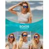 imageSOJOS Ocean Collection Polarized Sunglasses Men Square Recycled Fishing Net frame EcoFriendly UV400 Shades Pacific OceanBlackGrey