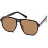 imageSOJOS Retro Polarized Hexagonal Aviator Sunglasses Womens Mens Trendy Rectangle UV400 Shades SJ2398BlackBrown