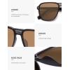 imageSOJOS Retro Polarized Hexagonal Aviator Sunglasses Womens Mens Trendy Rectangle UV400 Shades SJ2398BlackBrown
