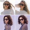 imageSOJOS Retro Polarized Hexagonal Aviator Sunglasses Womens Mens Trendy Rectangle UV400 Shades SJ2398TortoiseGreen