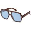 imageSOJOS Retro Square Polarized Aviator Sunglasses Womens Mens Trendy Vintage Aviators Shades SJ2613Dark BrownLight Blue Tint