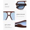 imageSOJOS Retro Square Polarized Aviator Sunglasses Womens Mens Trendy Vintage Aviators Shades SJ2613Dark BrownLight Blue Tint