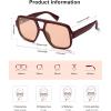 imageSOJOS Retro Square Polarized Aviator Sunglasses Womens Mens Trendy Vintage Aviators Shades SJ2613Dark RedLight Blush Tint